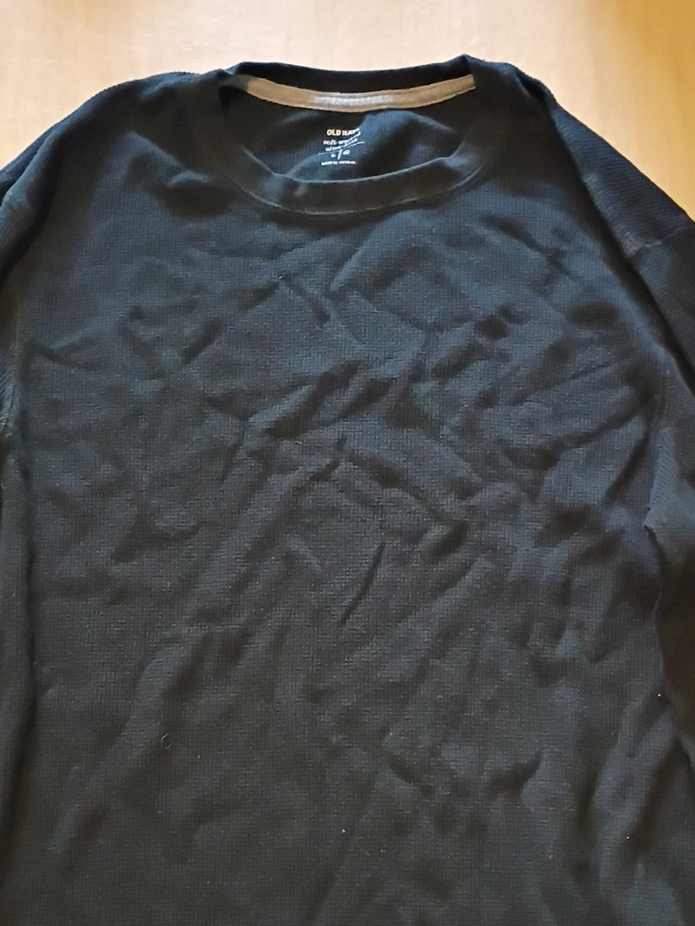 Old Navy Men's Black Long Sleeve Waffle Thermal Tee